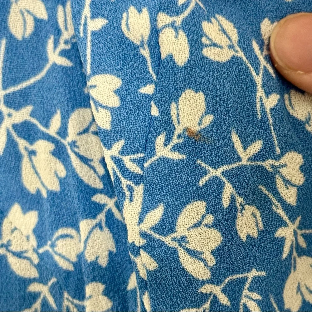 Reformation Blue Floral White Flowers Dainty Viscose Nikita Midi Dress Size 0 - Picture 11 of 12